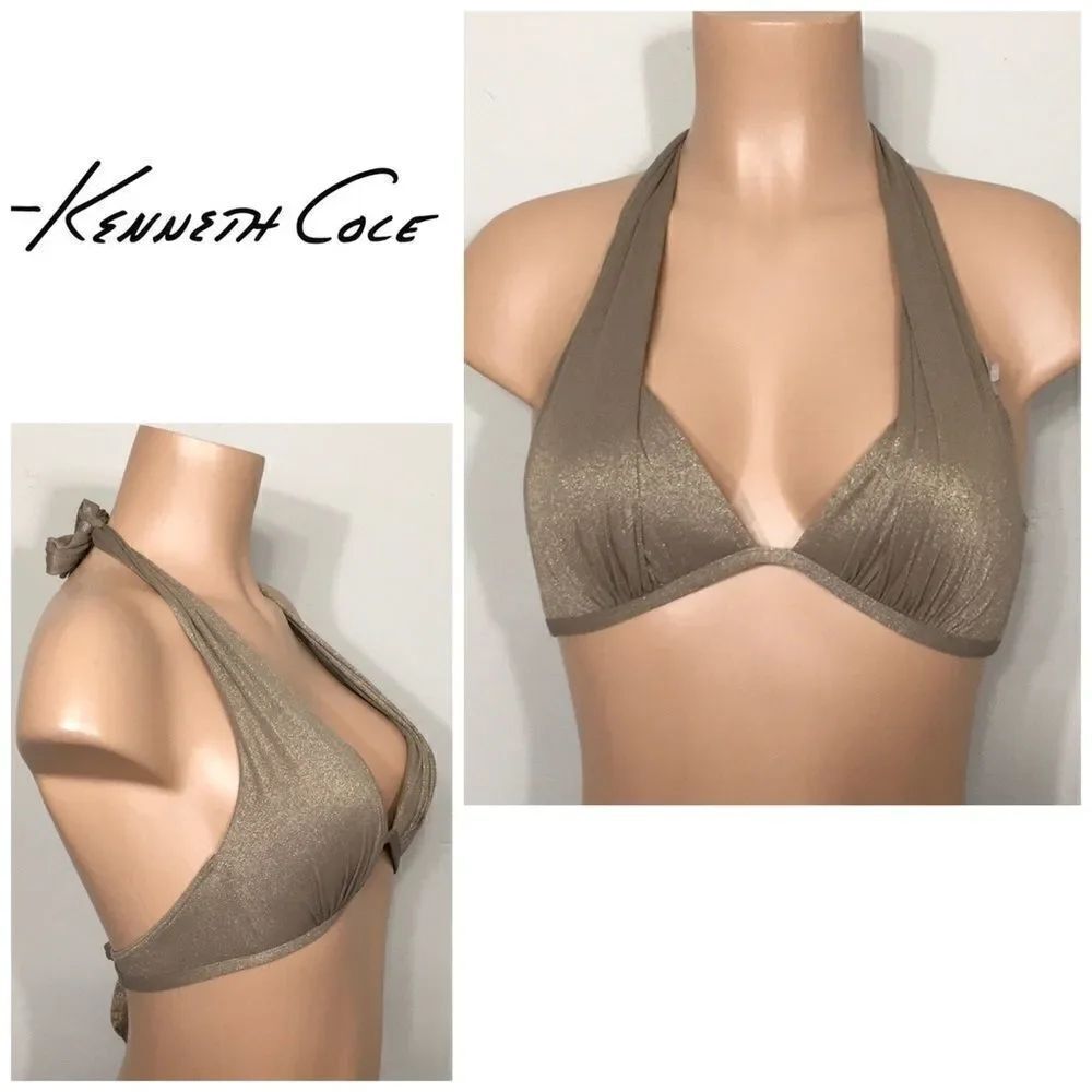 Kenneth Cole gold lame’ push up bikini top. 32 B/C. NWT
